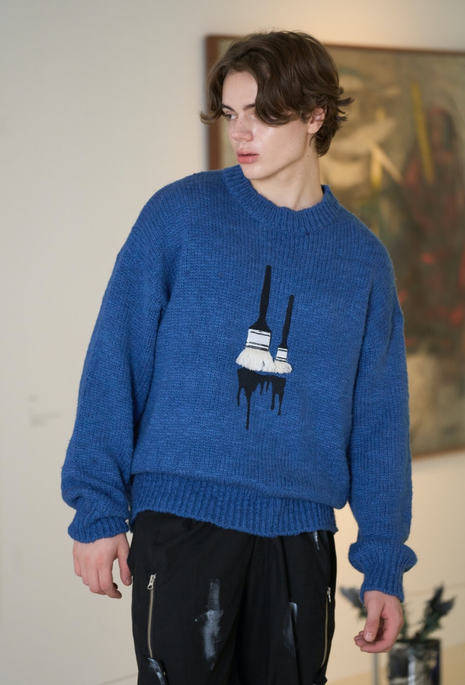 Painter&#039;s Brush Knit Sweater - Blue