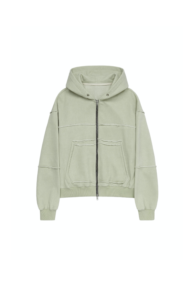 DAMEGED PIGMENT HOOD ZIP-UP (LIME)